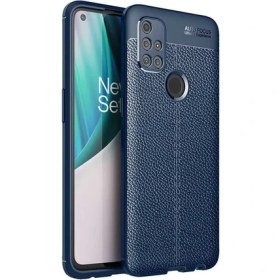 Resim Oneplus Nord N10 5G Kılıf Niss Deri Görünümlü Silikon + Full Ekran Lacivert 