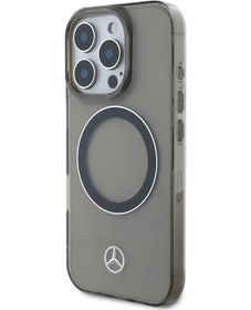 Resim İphone Uyumlu 16 Pro Kılıf Mercedes Benz Lisanslı Magsafe Özellikli Saydam Yüzey Silver Ring Siyah 