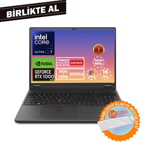 Resim Lenovo MWS P16V G2 Ultra 7 155H 40 GB RAM 1 TB SSD 6 GB RTX1000 16" W11 Pro Notebook - Klavye Mouse Set 21KXS0ASTX 038 