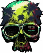 Resim UBGA GIFT Holıday Skull 30 cm Özel Tasarım Motor Kask Araba Duvar Stıcker Çıkartma 
