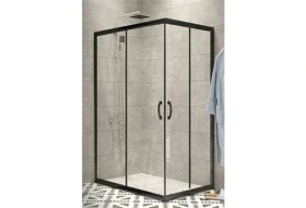 Resim Durul Duşakabin Kare Siyah 5mm Şeffaf Cam H:190 80x100 cm 