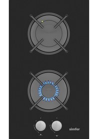 Resim Simfer 3280 Domino Ankastre Cam Ocak 2g Emaye Izgara 