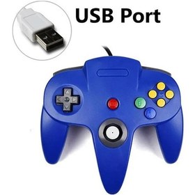 Resim Usb Mavi Kablolu N64 Gamepad Joypad Oyun Joystick Gamecube Mac Gamepad Pc Oyun Denetleyicisi İçin 