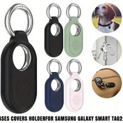 Resim for Galaxy Smart Tag 2 Uyumlu [4'lü Paket] Çizilmeye Dayanıklı Silikon Koruyucu Bej Anahtarlık Kılıfı ve Anahtarlıklı for Galaxy SmartTag2 Kılıf 