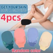 Resim 4 adet Yumuşak ve Sarılı Peeling Eldiveni - Pürüzsüz, Parlayan Cilt için Derin Cilt Temizleme Havluları - Viskoz Kessa Malzemesi, Erkekler ve Kadınlar için İdeal, Duş ve Banyo Kullanımı, Cilt Peelingi | Yumuşak Dokulu Eldivenler | Viskoz Malzeme 
