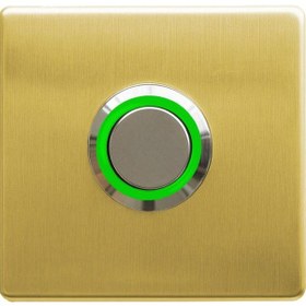 Resim Lockway Z-201gy Paslanmaz Tek Kontak Zil Butonu Yeşil Led - Altın Renk 