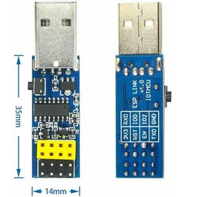 Resim Esp-01 Ch340 Usb Bağlantı Adaptörü Uyumlu Reset Butonlu Esp01 Esp8266 Esp-01s Wifi Modül 