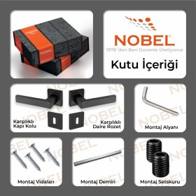 Resim Nobel Max Avanti Kapı Kolu Mat Siyah Kare Rozetli Oda 