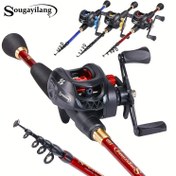 Resim Sougayilang Baitcasting Reel Rod Combo Kit, Taşınabilir Teleskopik Karbon Fiber Çubuk ve 7.2:1 Yüksek Dişli Oranlı Dayanıklı Balıkçılık Makinesi, Kedi Balığı Somon Bass için Uygun 