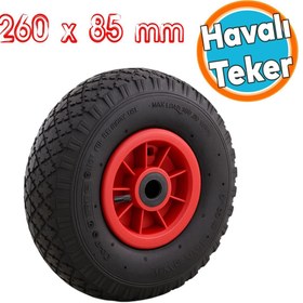 Resim NZB El Arabası Tekeri Plastik Jantlı Siboplu 260x85 mm Burçlu İç Lastikli Şişme Havalı Taşıma Arabaları 