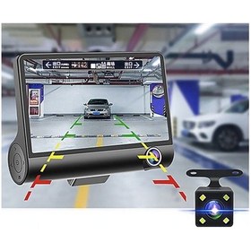 Resim Createtech 4 Lensli Araba Dvr Dash Kamera Ön Arka Kayıt G-sensörlü 3 Lens Video Kaydedici 