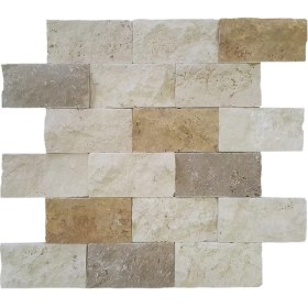 Resim Markataş 5X10Cm Mix Doğal Taş Traverten Patlatma Mozaik Duvar Kaplaması 