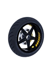 Resim Moto Rider 4'lü Sticker Seti Reflektif Sarı İç Dış Jant Şeridi Kask Ve Çamurluk Çınar Extreme 