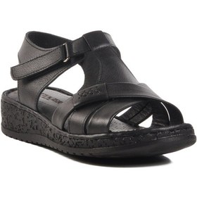 Resim Voyager Siyah Hakiki Deri Kadın Sandalet Çok Renkli 