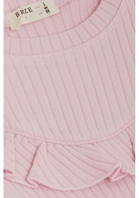 Resim Breeze Kız Çocuk Uzun Kollu Tişört Yakası Fırfırlı Armalı 3-8 Yaş, Pembe-pembe Pembe 