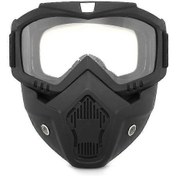 Resim Motosiklet Kaskı Sürüş Gözlüğü Gözlük Çıkarılabilir Yüz Maskesi Şeffaf 