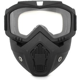 Resim Motosiklet Kaskı Sürüş Gözlüğü Gözlük Çıkarılabilir Yüz Maskesi Şeffaf 