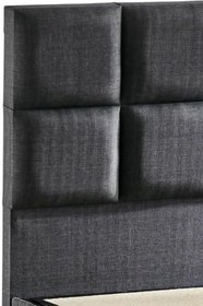 Resim Star Başlık 100 cm Tek Kişilik Antrasit Keten Kumaşlı Modern Lüks Yatak Başlığı/Baza Başlığı 
