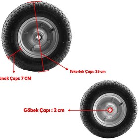 Resim Badem10 Yük Taşıma Tekeri El Arabası Bilyeli Rulmanlı Havalı Dubleks 350x70 mm Yapar Çelik Jant Tekerlek 