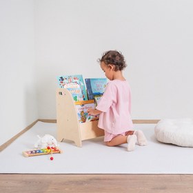 Resim Montessori Taşınabilir Açılı Kitaplık - 65 x 35 x 50 (h) cm - 3 Bölmeli 