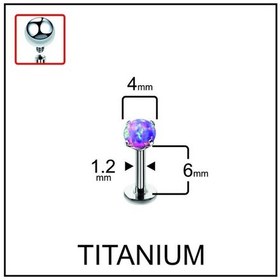 Resim %100 G23 Titanyum Titanyum Mor Opal Taşlı Kıkırdak Tragus Labret Piercing Gold 