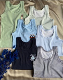 Resim Elosia 6’li, Denizci Erkek Çocuk, Pamuklu Yumuşacık Atlet-Tshirt Seti 