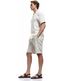 Resim Koton Düğmeli Bermuda Oversize Chino Şort Bej 5sam40137hw Ekru 