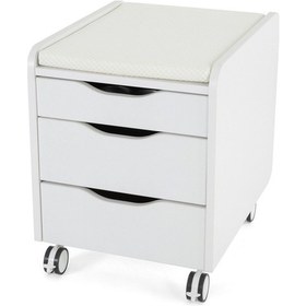 Resim Creo Mobili Çekmeceli Tekerlekli Sirius Keson, Oturulabilir Ofis Ve Ev Komodini, Beyaz/beyaz 
