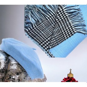 Resim Shopiolog Kadın Şal Çift Taraflı Fransız Ressam Bere 2'li Kombin Bebe Mavi Bebek Mavisi 