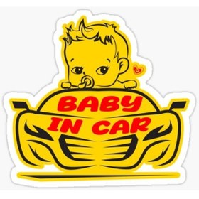 Resim Arabada Bebek Var Sticker oto Yapıştırma Etiket 18cm MD26 