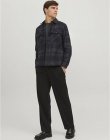 Resim Jack & Jones Ekose Desenli Gömlek Ceket - Roy 12241533 Dark Grey Melange Antrasit - Koyu Gri 