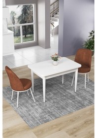 Resim Canisa Concept Nil Serisi 70x110 Sabit Mutfak Masası Takımı Beyaz Masa 2 Kiremit Sandalye Masa Beyaz Sandalyeler Kiremit 