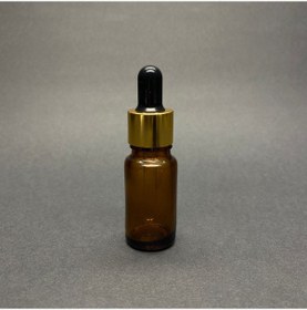 Resim Amber Cam Damlalıklı Şişe Gold Metalik Kapak 10 ML 