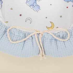 Resim Babynest ve Yastık- Çift Taraflı - Mavi Petek - Mavi Tavşan 