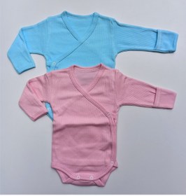 Resim özdemirli bebe Unisex Bebek Turkuaz Pembe Jakarlı Delikli Kruvaze Bady 2'li 