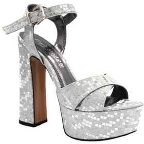 Resim Kindep Ken Çapraz Bant Platform Topuklu Kadın Ayakkabı Gumüş Gumüş 