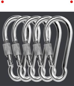Resim NETWORK ART 5 Adet Karabina Kilitli Yaylı Kanca - 8mm - Paslanmaz Çelik 