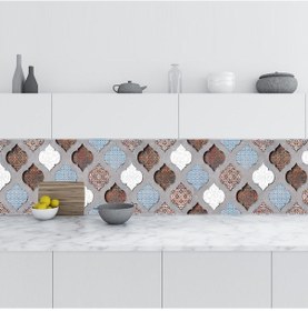 Resim Mutfak Tezgah Arası Folyo Fayans Kaplama Folyosu Renkli Seramik D 