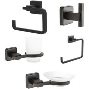 Resim Fndhome Banyo Aksesuar Siyah Kare 5 Li Set Kare Havluluklu 