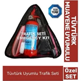 Resim Belirtilmemiş Tüvtürk Uyumlu Üçgen Bez Çantalı Yangın Tüp Oto Araba Tse Belgeli Profesyonel İlk Yardım Trafik Seti 
