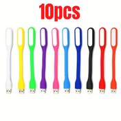 Resim 10 adet!!! Süper Parlak Mini USB LED Okuma Işığı - Taşınabilir, Esnek Boyun Tasarımı, Dizüstü Bilgisayarlar ve Güç Bankaları için Mükemmel, Kamp ve Gece Kullanımı için İdeal, Rastgele Renkler. 