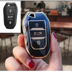 Resim Lüx Toyota Proace City Nano Anahtar Koruma Kılıfı Sustasız Siyah Gold Altın Renk 1. Ci Kalite 