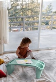 Resim Çok Amaçlı Plastik Hobi Masası ve Laptop Sehpası - Sağlıklı Çalışma için Laptop Masası, Kanepede ve Yerde Kullanım - Mint Yeşili 