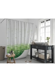 Resim Zethome Banyo Perdesi 1x120x200 Tek Kanat Duş Perdesi Halka Hediyeli Duşakabin Perdesi 5020 Yeşil 