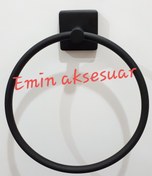 Resim Yuvarlak Havluluk Kare Tabanlı Mat Siyah 