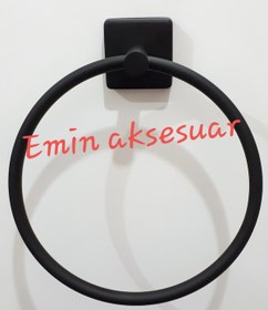 Resim Yuvarlak Havluluk Kare Tabanlı Mat Siyah 