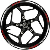 Resim TheSpaceCar PCX kırmızı yazılı beyaz pençe şeritli 