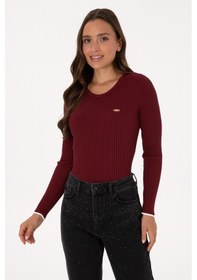 Resim U.S. Polo Assn. Kadın Bordo Bisiklet Yaka Kazak 50314780-VR014 