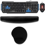 Resim Hytech Hyk-46 Gamy Combo Siyah USB Mavi Tuşlu Q Gaming Oyuncu Klavye + Mouse + Klavye Pad + Mouse Pad Set 