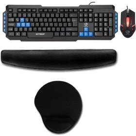 Resim Hytech Hyk-46 Gamy Combo Siyah USB Mavi Tuşlu Q Gaming Oyuncu Klavye + Mouse + Klavye Pad + Mouse Pad Set 